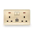 WALL SOCKET 2 USB PLUG POWER OUTLET CHARGER 2 GANG UK ELECTRIC PORT PANEL UNIVERSAL WALL SOCKET USB