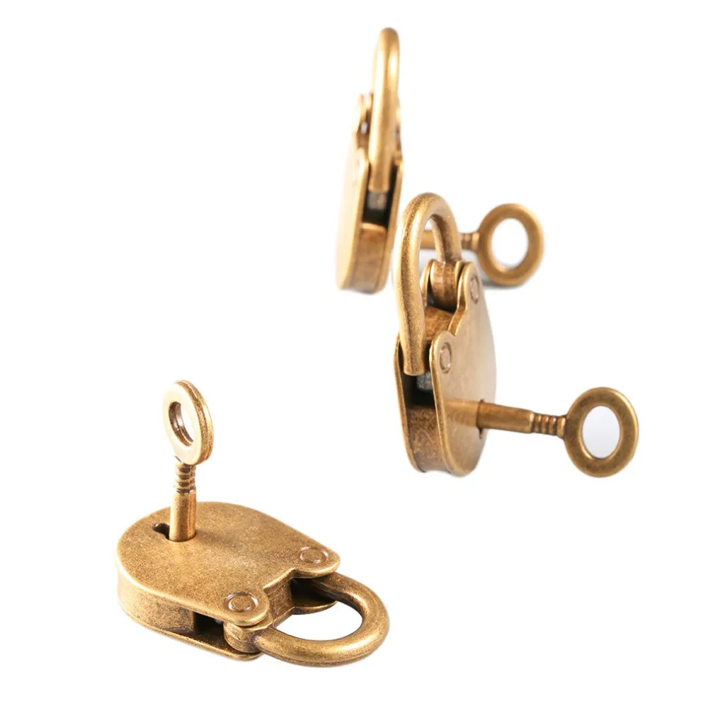 2016 3Pcs/set Antique Bronze Plated Chinese Style Vintage Padlock Jewelry Chest Box Notebook Lock Luggage Belt Padlock with Keys