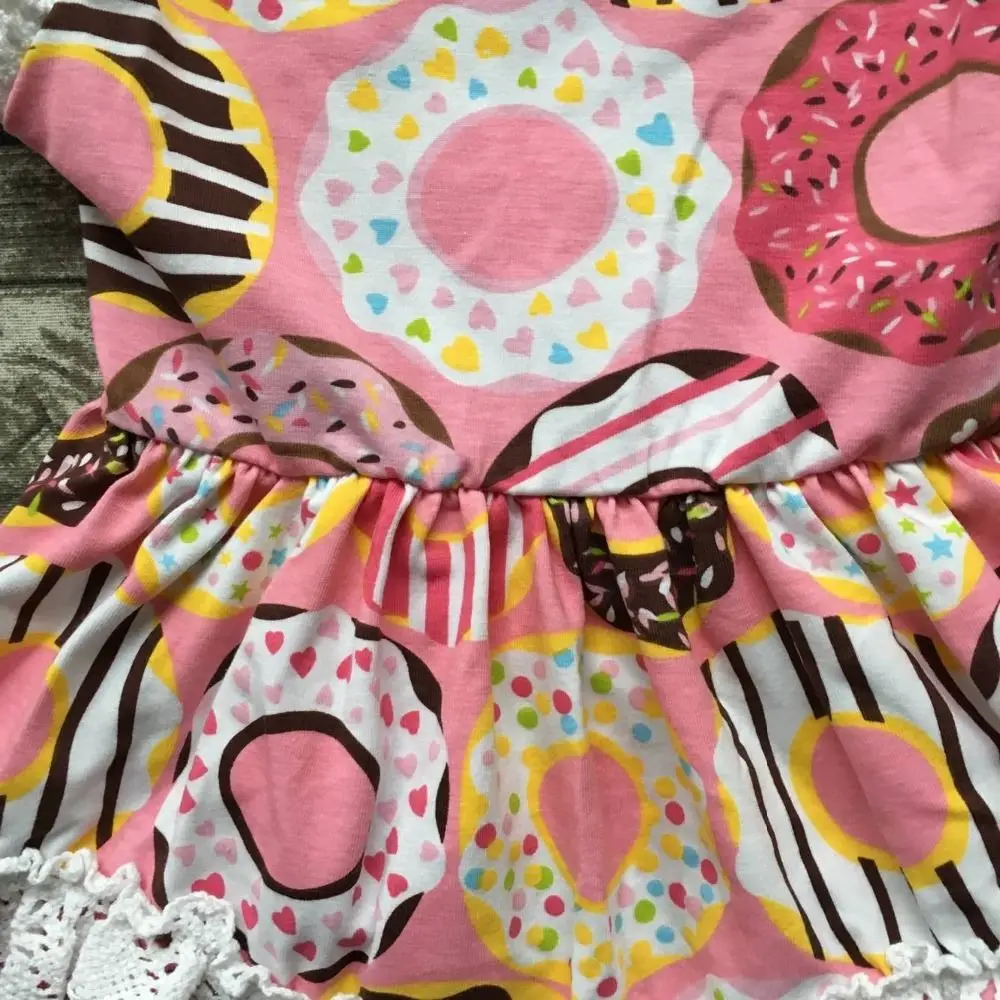 Summer baby girls outfits children Doughnut cotton dress girls lace ruffle boutique dress cute dress matching accessories