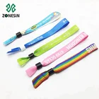 Cheap Custom Printed Logo Rfid Fabric Ribbon Festival Wristbands With Plastic Sliding Lock For Event
