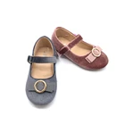 Popular Wholesale New Design Fashionable Khaki Silk Ribbon Princess Kids Flat Hot Sale Children Girls Shoes
