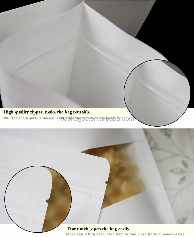 Bolsa De Papel Kraft Encerado Para Envasado De Alimentos Resellable Con