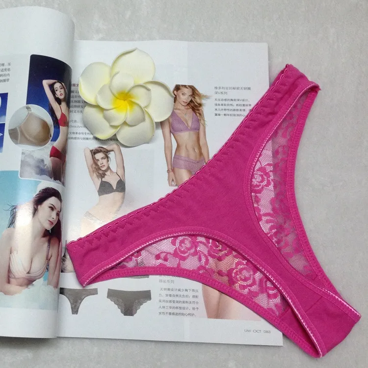 Stock Underwear Women Summer Style Sey Lingerie Diamond flower print Lace Thong Panties G String Panties Thongs Underwear Knicke