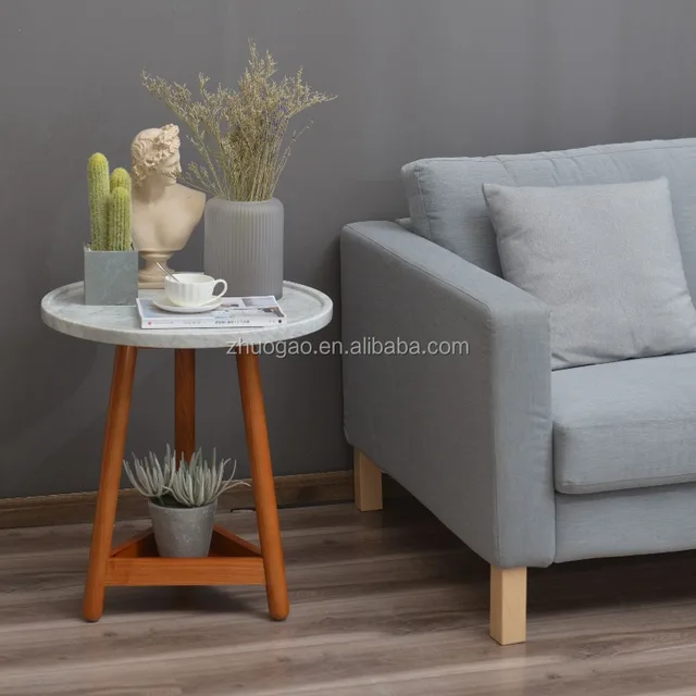 Factory directly selling High quality new modern soild wood feet marble coffee table