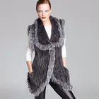 Fur Mink Fur 2017 Women Fashion Hand Knitted Mink Fur Vest With Big Fox Fur Trim