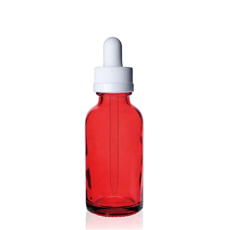 15ml 30ml 60ml 120ml red boston round glass bottle with red childproof cap