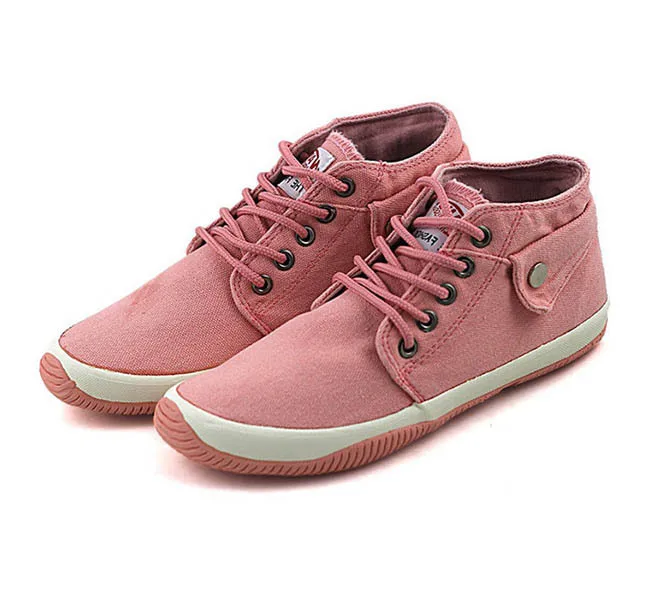 Women Sneakers Brand 2015 Lace-up High-top Canvas Sneakers women Solid Color Casual Canvas Sneakers with Platform Women