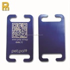 Eco-friendly metal aluminum ID dog tag qr code with blue color for male pet dog