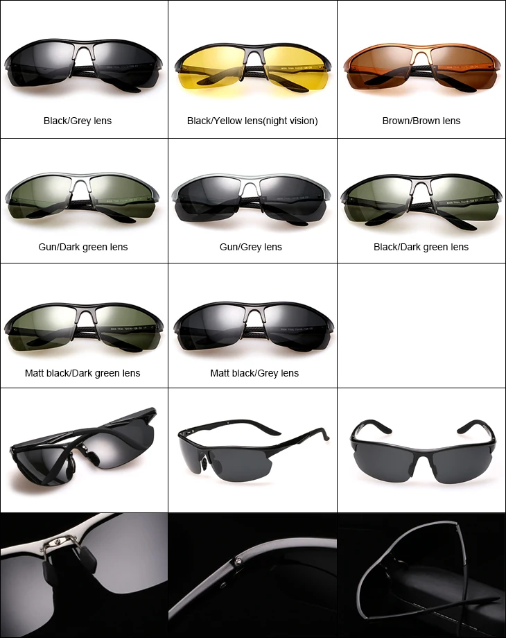 TR90 Polarized Lens Imitate Mg Al Ultra Light Sports Sunglasses