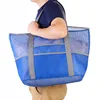 Custom logo large eco friendly mesh net tote beach bag nylon mesh bag with zipper