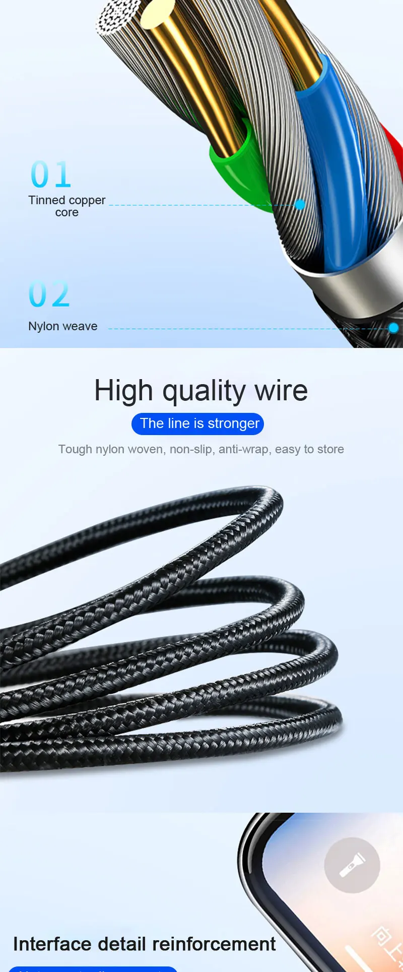 NEW Micro USB Cable For Samsung Android X XS Mobile Phone Fast Charging USB Type C Cable Charger Wire Cord - ANKUX.COM