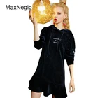 Maxnegio Casual Two Color Hoodies High End Ruffle Dresses A-line Sweatshirt Dress