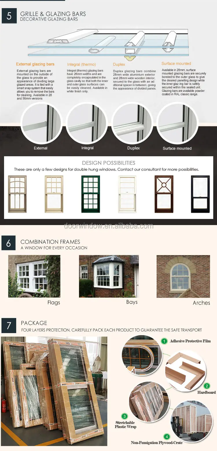 Wholesale price aluminum window frames 3D wood grain finishing double hung window with handle
