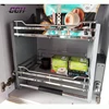 304 stainless steel kitchen cabinets pull-out vegetable storage basket