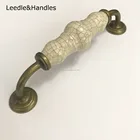 kitchen cabinet door hardware antique brass & ceramic handle