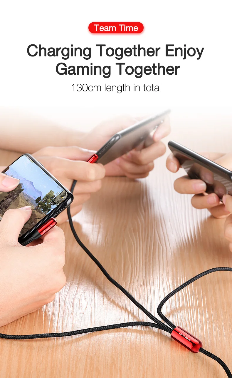 Cable Charger Fast Charging 90 Degree Shape With LED Light 3 in 1 Usb Cable For Iphone - ANKUX.COM
