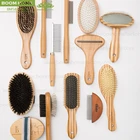 Bamboo vacuum pet pin brush pet grooming glove brush deshedding tool pet shower dryer rubber brush