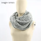 Ladies grey color cable knit fur loop scarf for sale