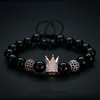 Wholesale fashion jewelry black bead rose gold plating crown bracelet