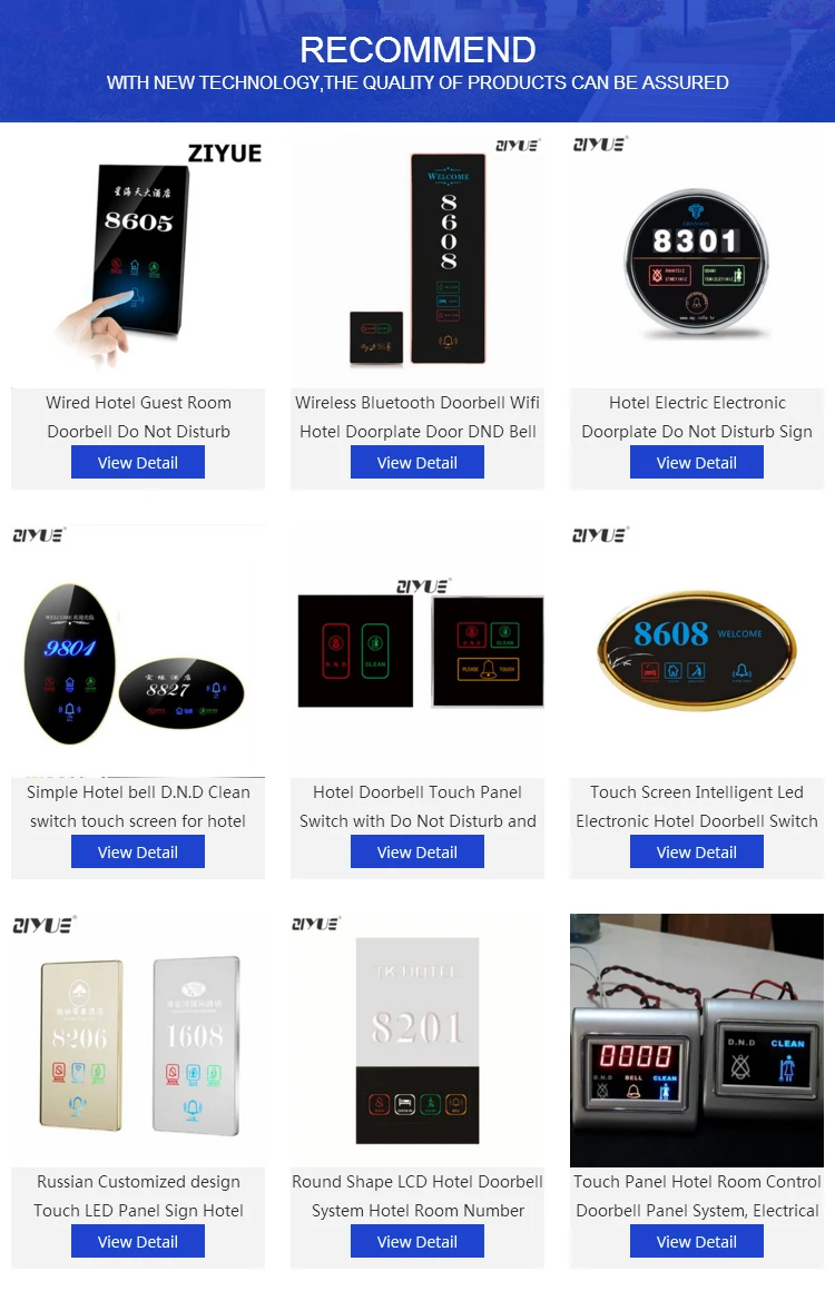 Customize Wireless Electrical Hotel Door Bell Room Hotel Touch Doorbell Switch