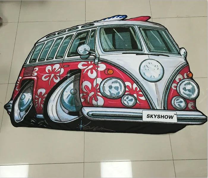 red color car shape beach towel