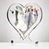 Magnetic Double Sided Clear Acrylic Lucite Heart Shaped Photo Picture Frame for wedding anniversary use