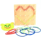 Classic Montessori Learning Basic Skills Toy Wooden Sensory Threading Board Toy With Rubber String