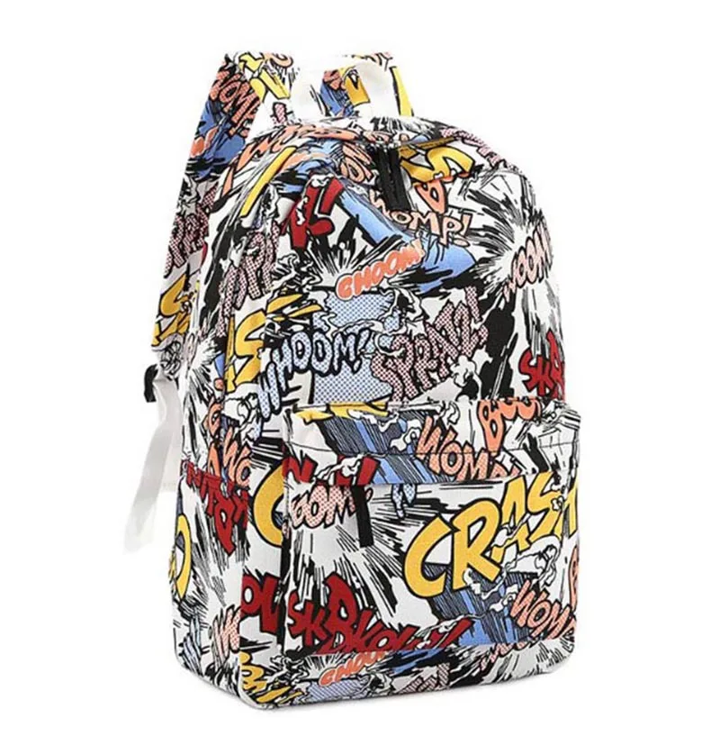 Fashion Women Graffiti Backpacks 2015 New Summer Cartoon Printing Stduents Backpack School Bag Mochila Unisex Travel Backpack