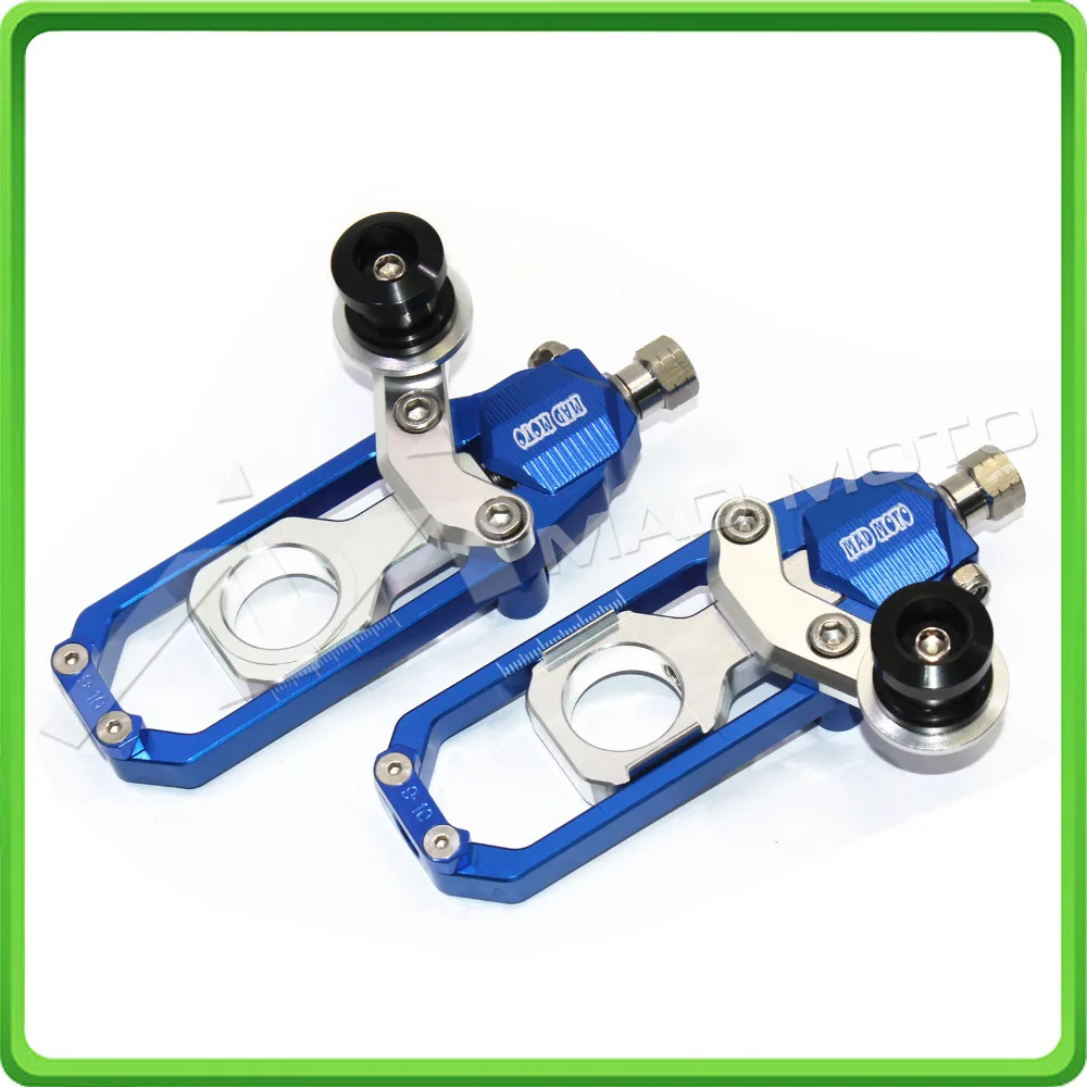 Motorcycle Chain Tensioner Adjuster with paddock bobbins fit for HONDA CBR 1000 RR CBR1000RR 2004 2005 2006 2007 Blue & Silver (5)