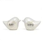 Wedding Weddingwedding White Porcelain Mr. And Mrs. Pattern Love Birds For Cake Top Decoration Wedding Accessories