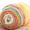Rainbow color cotton and acrylic blend long space dyed cake ball yarn