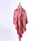 100%Acrylic supersoft plaid square poncho wrap scarf shawl ruana