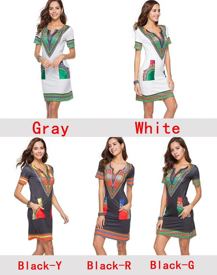 Wholesale Amazon Hot Sales African Print Kitenge Short Dress Designs Pictures African Women Dress