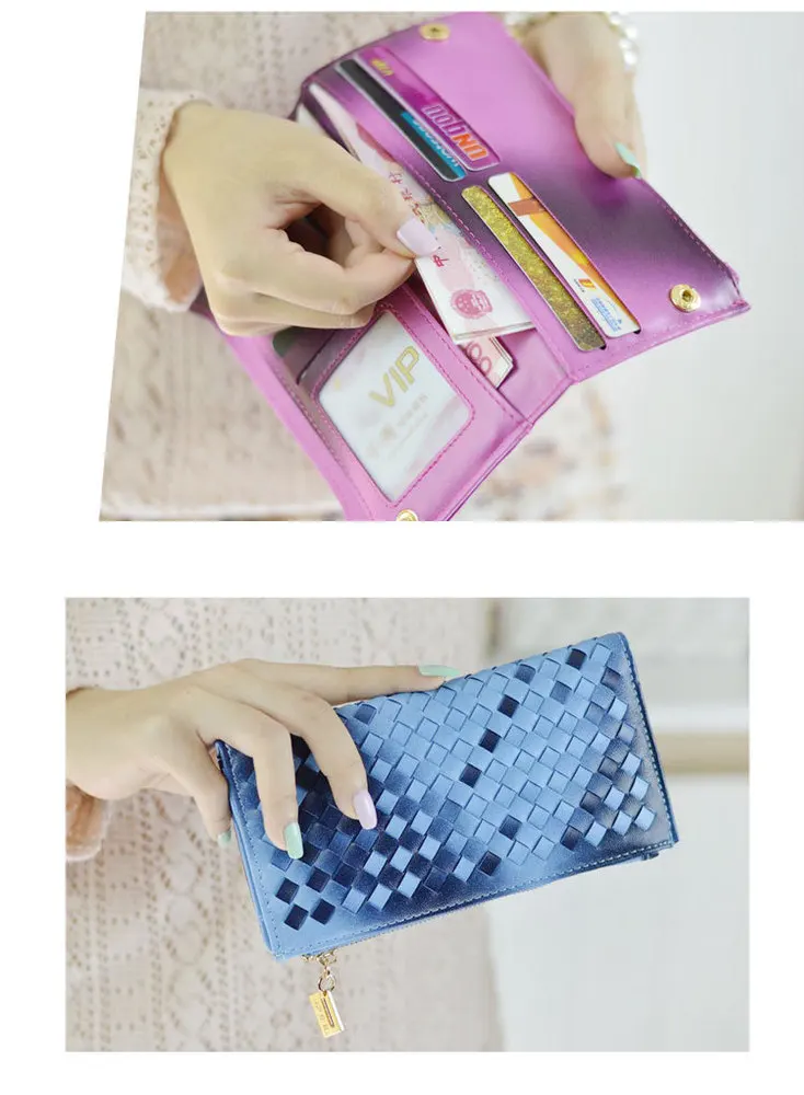gradient woven wallets for women