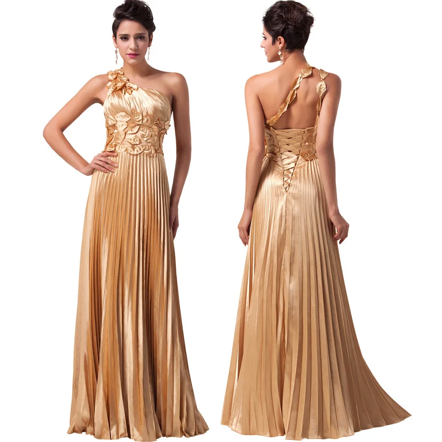 gold silk evening gown