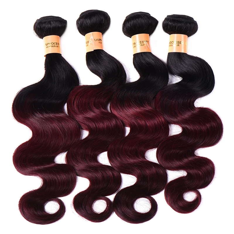 Dark Root Ombre Hair Extensions 1b 99j Peruvian Virgin Hair Body