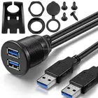 2017 6.5ft Flush Mount USB Dock Adapter Dashboard Panel Usb 3.0 Port Male to Female Cable