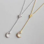 925 sterling silver moon and star 18K gold necklace choker