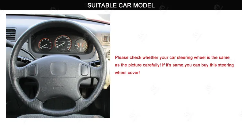 MEWANT Black Artificial Leather Car Steering Wheel Cover for for Honda CRV CR-V 1997-2001