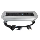 Silver Manual Flip Up Desktop Socket with HDMI and VGA for Conference Table Hotel