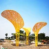 Custom outdoor huge yellow modern stainless steel garden tree statue sculpture