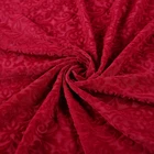 Fashion design dress red denier polyester knitted netting flock print mesh fabric
