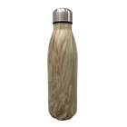 Wood grain thermos water bottle 500ML cola shape double wall 18-8 bottle