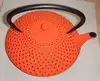 castiron teapot ,orange color,0.8L,1.5L,1.8L,big dots