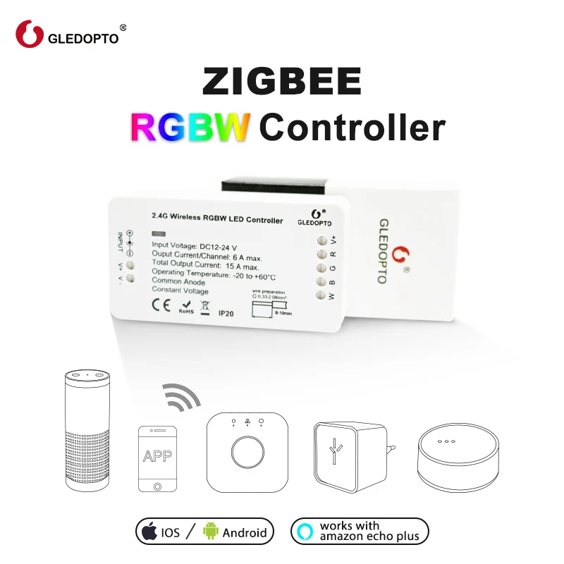 gledopto zigbee RGBW strip control Home Automation compatible with amazon echo plus LED Strip Controller - ANKUX.COM