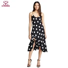 Summer women dress Satin polka-dot print dresses