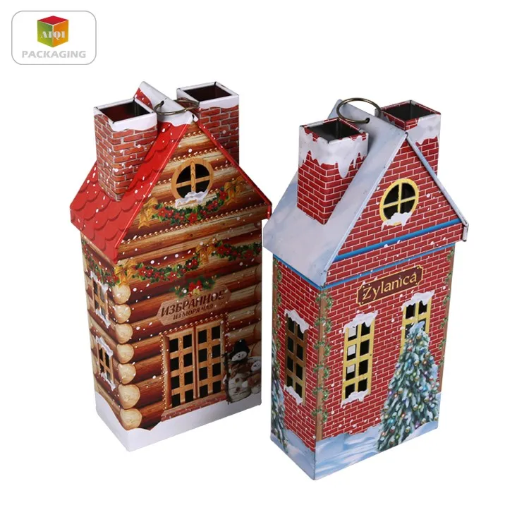 house shape christmas gift tin box/tin can/metal box