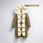 Women Real Rabbit Fur Lined Parka with Real Raccoon Fur Collar Jacket Long Style Parka
