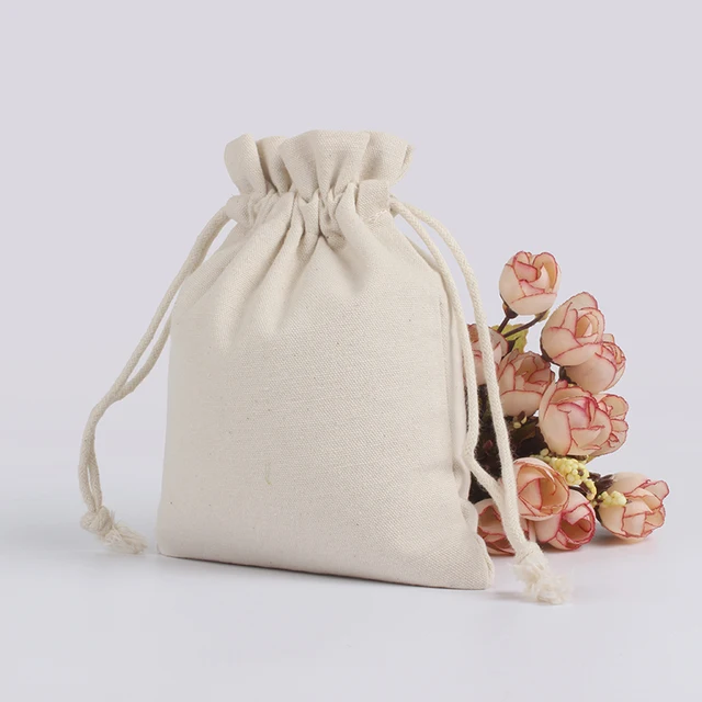 10 oz natural cotton canvas pouch logo print eco drawstring gift