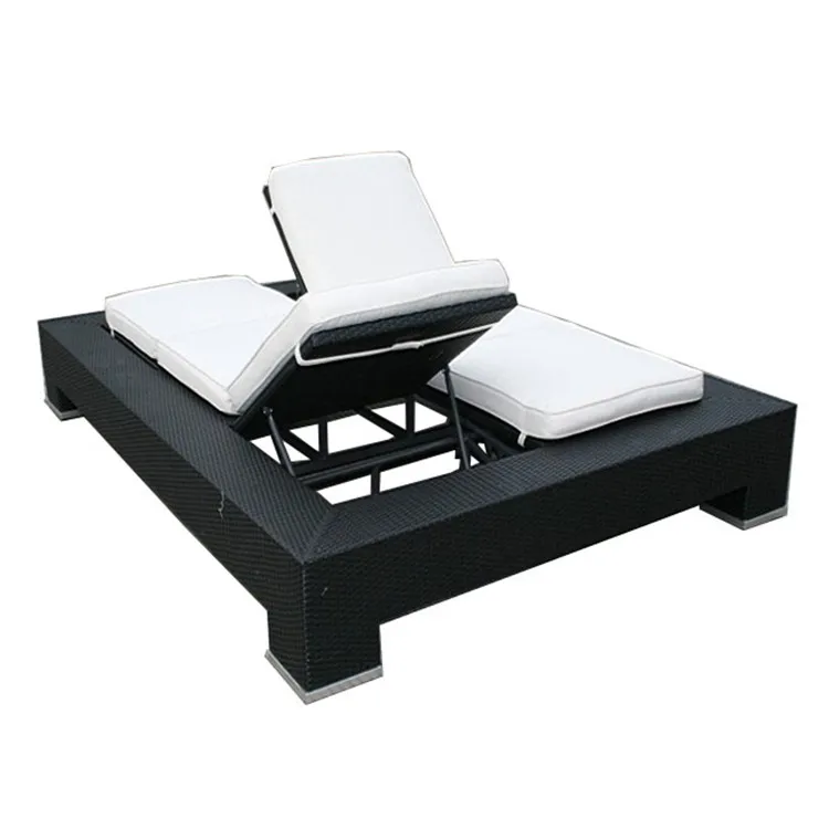 Sun Furniture Double Lounger New Style Wicker Lounge Bed Patio Aluminum Pe Rattan Sunbed For
